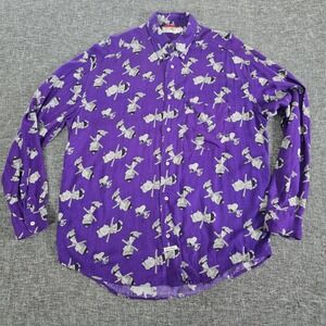 Jc de Castelbajac Men's Purple Snoopy Button Down Shirt XL Made in Italy